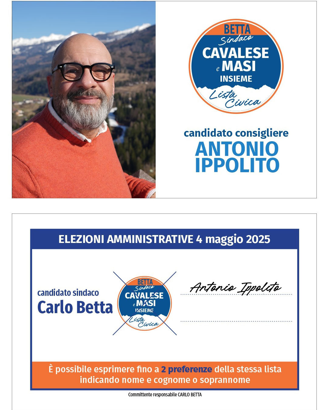 Ippolito Antonio per Cavalese 2025-2030 a sostegno del Candidato Sindaco Carlo Betta